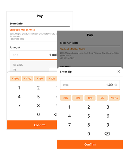 Enter payment amount and tip